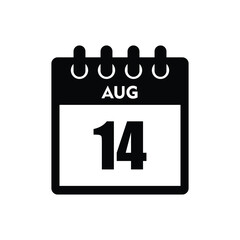 calender icon, 14 august icon with white background