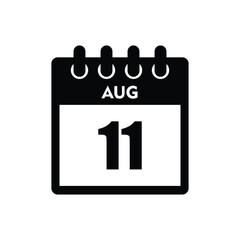 calender icon, 11 august icon with white background