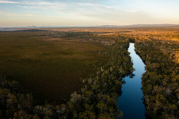 Aerial view of the Noosa River Everglades