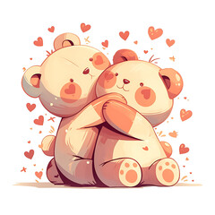 Obraz premium romantic and love-themed icons featuring heart-shaped gifts and other affectionate symbols, perfect for Valentine's Day and romantic celebrations.