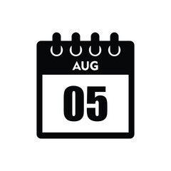 calender icon, 05 august icon with white background