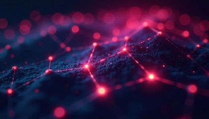 Fototapeta premium Abstract digital network, glowing nodes & lines, modern, wireframe, background