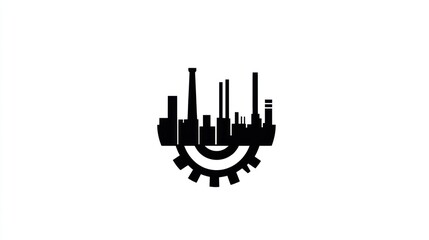 Industrial city gear graphic, business productivity, vector design