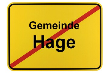 Illustration eines Ortsschildes der Gemeinde Hage in Niedersachsen