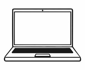 Simple Line Drawing of a Laptop