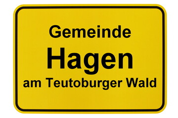 Illustration eines Ortsschildes der Gemeinde Hagen am Teutoburger Wald in Niedersachsen