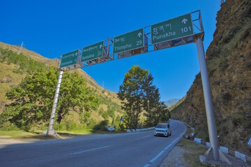 Highway linking Paro City to Thimphu City in Bhutan