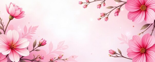 Fototapeta premium Delicate pink watercolor floral backdrop, gold accents , gold, abstract, fine art