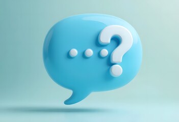 Blue Speech Bubble with Question Mark Icon – Conceptual Image for Questions, Communication, and Curiosity in Minimal Design