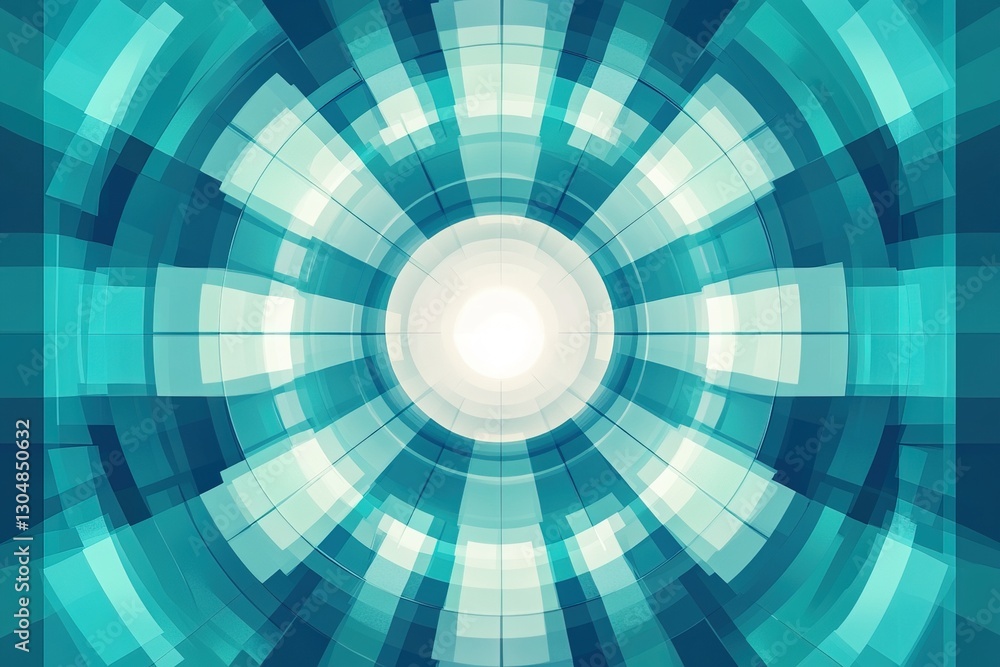 Poster vibrant circular patterns creating a kaleidoscope of cool colors in motion
