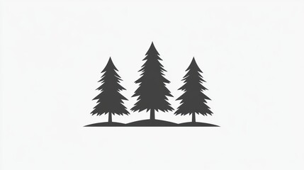 Obraz premium Silhouettes of three pine trees on a hill, simple graphic design, nature, illustration, possible use logo, website design, background graphic