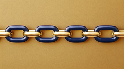 Obraz premium Colorful metallic chain links arranged on a sleek golden surface.