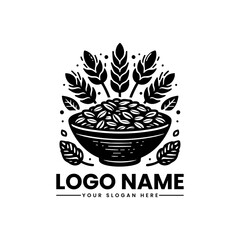 Retro Style Oatmeal Vector Logo | Vintage Breakfast Illustration | Classic Organic Food Emblem