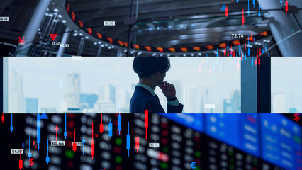 投資家と金融テクノロジーのコラージュイメージ