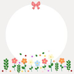 Pastel Floral Greeting Card for Kids, Cute Spring Flower Frame with Bow, Whimsical Floral Frame with Bow, Soft Watercolor Floral Card Template, Adorable Blossom Frame with Ribbon