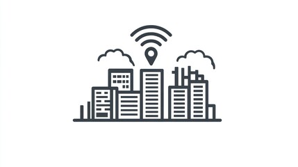 Simple city skyline with wifi location