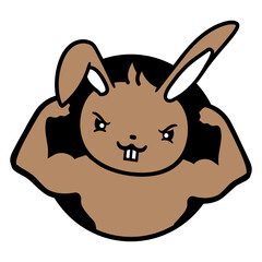 Bunny Bodybuilder Gym Muscle Strong Fitness Biceps Design Lover Art Vector Illustration Card T-Shirt Poster Sticker Graphic Print Decorative Drawing Isolated Logo Decoration Symbol Creative Cool Style