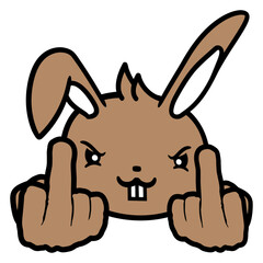Rabbit Middle Finger Showing Naughty Cheeky Insult Design Lover Art Vector Illustration Card T-Shirt Poster Sticker Graphic Print Decorative Drawing Isolated Logo Decoration Symbol Creative Cool Style