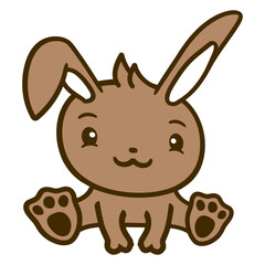 Little Bunny Sits Cute Looks Friendly Happy Rabbit Design Lover Art Vector Illustration Card T-Shirt Poster Sticker Graphic Print Decorative Drawing Isolated Logo Decoration Symbol Creative Cool Style