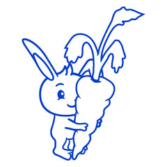 Bunny Big Huge Carrot Love Hunger Tasty Eating Fun Design Lover Art Vector Illustration Card T-Shirt Poster Sticker Graphic Print Decorative Drawing Isolated Logo Decoration Symbol Creative Cool Style