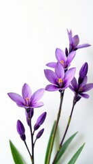 Fototapeta premium Pure white background showcasing vibrant purple flowers, high resolution, stock photo, texture