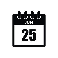calender icon, 25 june icon with white background