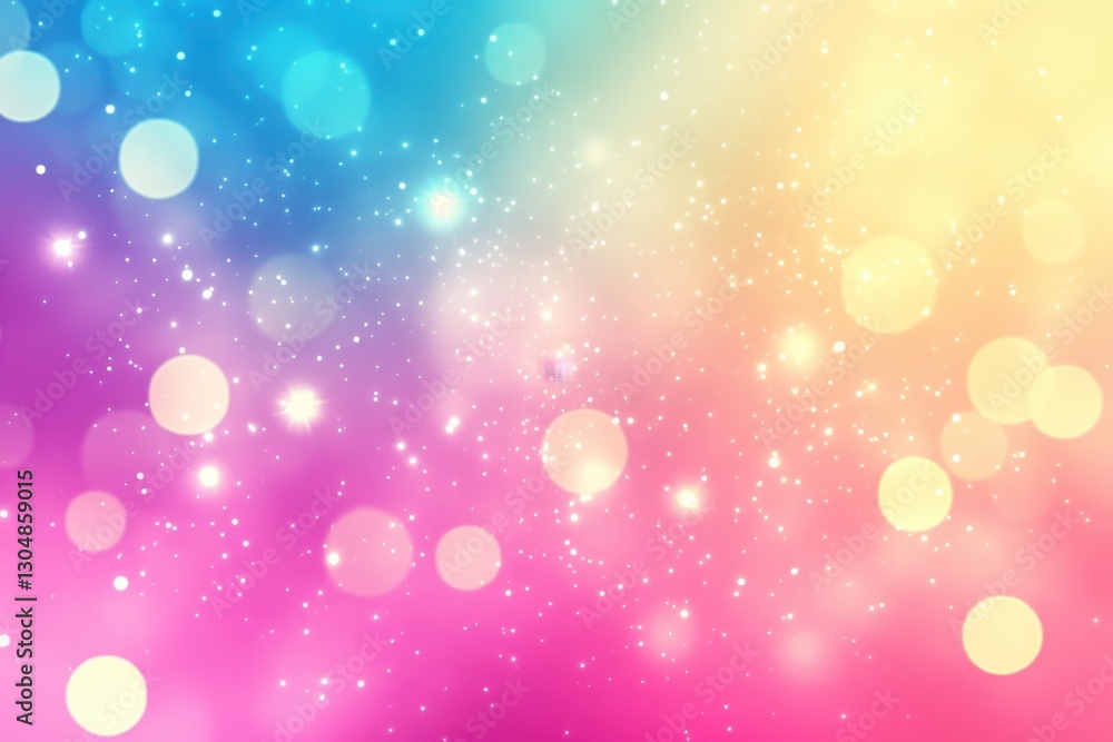 Poster ethereal pastel dreamscape with sparkling bokeh lights and soft gradient hues for festive background