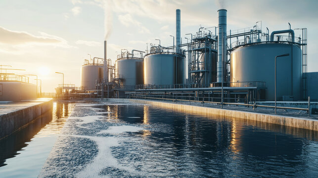 Innovative water desalination plant along the seaside harnesses sustainable practices with natural light illuminating the facility