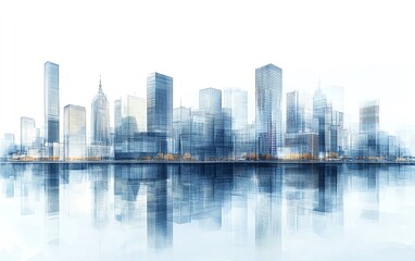 Fototapeta premium Urban city skyline showcasing a range of highrise buildings
