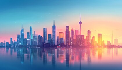 Fototapeta premium Detailed illustration of a modern city skyline