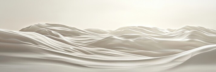 Fototapeta premium A vast desert landscape with white sand dunes and distant mountains. Arid terrain, untouched wilderness, minimalistic beauty, remote nature, travel destination, peaceful solitude. Generative AI.