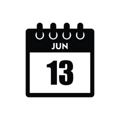 Fototapeta premium calender icon, 13 june icon with white background