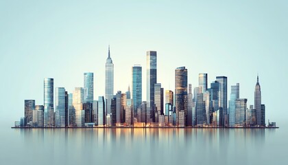 Fototapeta premium Futuristic city skyline with diverse highrise structures