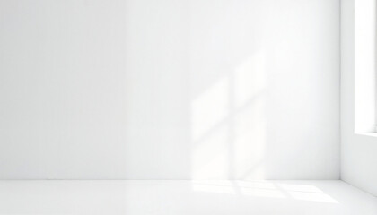 White wall background in minimalist indoor setting, clean and simple, copy space 