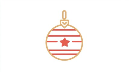 Obraz premium Simple Christmas Ornament, Flat Design, White Background, Decoration