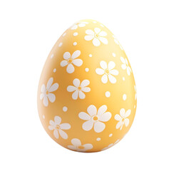 Easter Egg Elegance: A meticulously painted Easter egg, adorned with delicate white floral patterns against a vibrant yellow backdrop, symbolizing renewal and the springtime celebration.