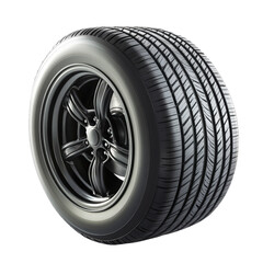 Obraz premium Rolling Rubber: a close-up shot captures the intricate details of a modern tire and its stylish alloy wheel. The tire's tread pattern, designed for optimal road grip and safety.