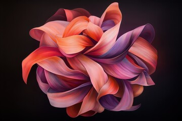 Colorful abstract ribbon design showcasing dynamic movement and intricate curves on a dark background