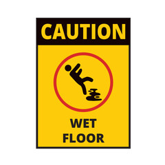 Caution wet floor sign isolated on a white background