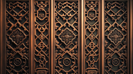 Traditional Chinese wooden lattice with intricate carvings