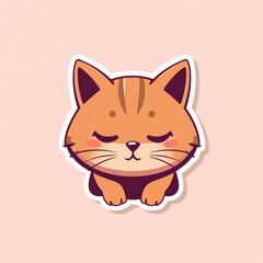 Cat's Dream: A captivating illustration of a charming ginger cat with a serene expression, radiating tranquility. The cat is peacefully asleep, evoking feelings of warmth and peacefulness.