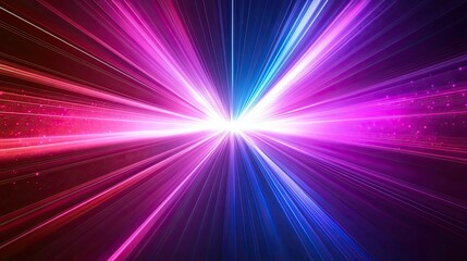 Abstract futuristic lighting design with vibrant LED beams cutting through a hazy dark background.