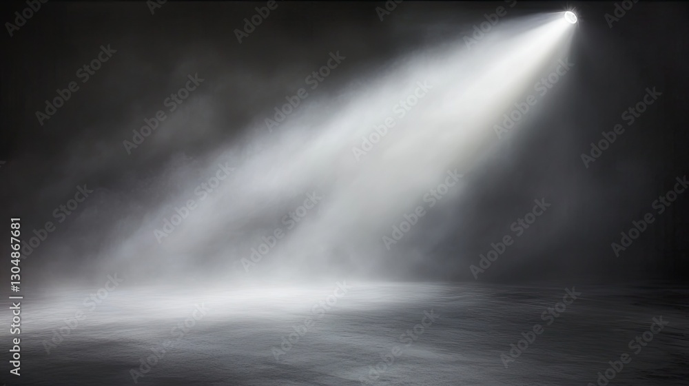Aufkleber a narrow spotlight beam projecting through fog, illuminating the empty space with a mysterious glow.