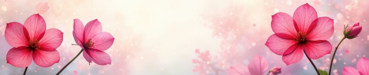 Vibrant watercolour blooms on soft background, spring, floral