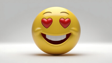 Fototapeta premium New 3D Smiling Emoji with Heart – Fun and Expressive Emoticon Design for Social Media & Branding