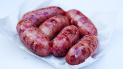 Thai pork sausage on white background
