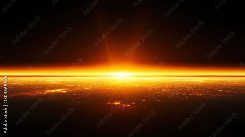 Poster glowing beam of light in a dark room, highlighting a smooth surface and creating an ethereal atmosph