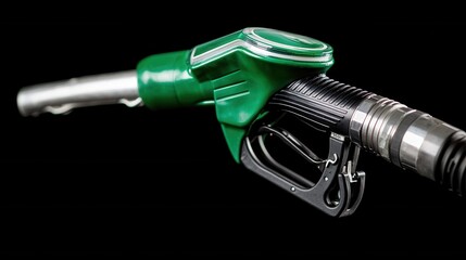 Gas Pump Nozzle Close-up Black Background