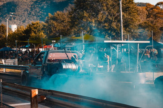 Australia Day long weekend burnout competition at Kandos in rural New South Wales