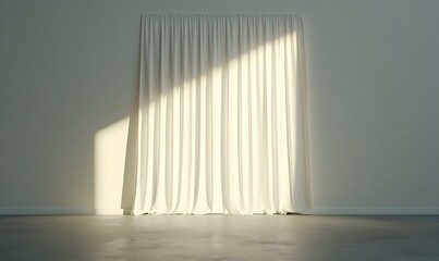 Obraz premium Soft Light Streaming Through Sheer Curtain in Minimalist Room